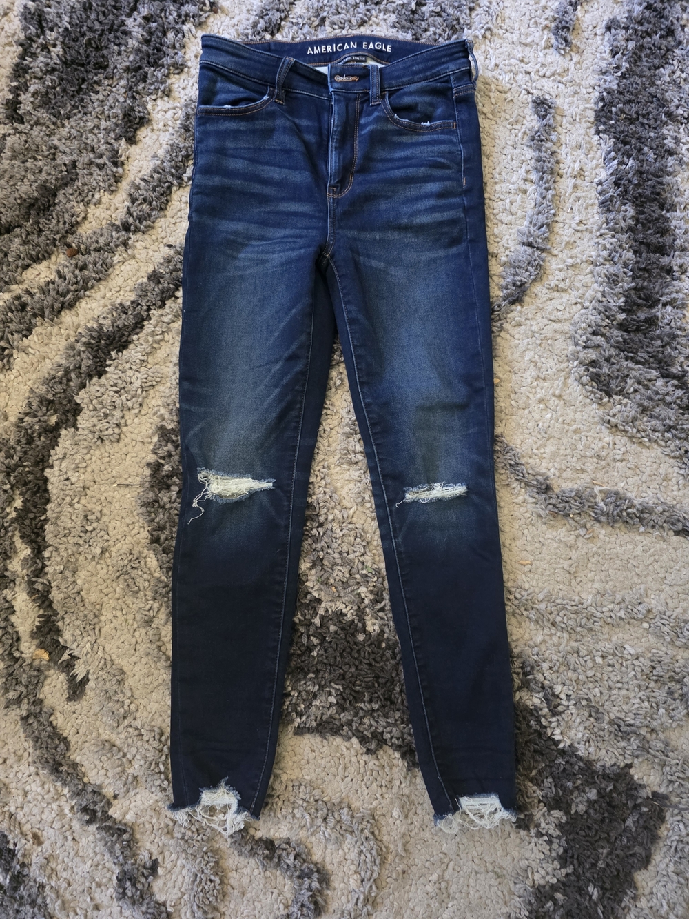 American Eagle Outfitters Dark Blue Distressed Skinny Jeans - Women